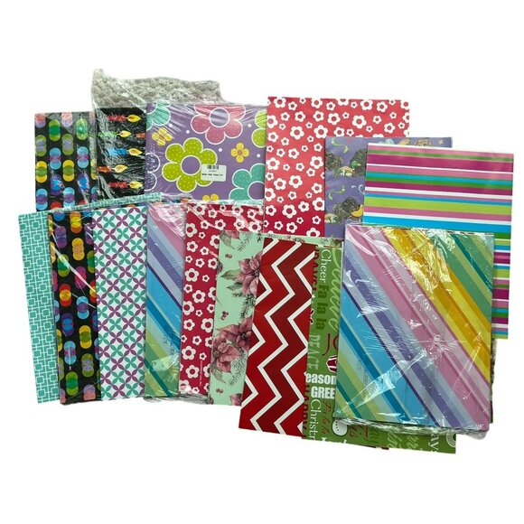 Assorted Wrapping Paper 11" Set-of- 15-Pack Colorful Gift Wrap Sheets - Picture 1 of 6